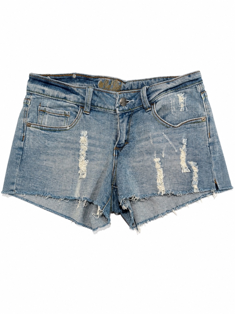 Distressed Light Blue Denim Cutoff Shorts